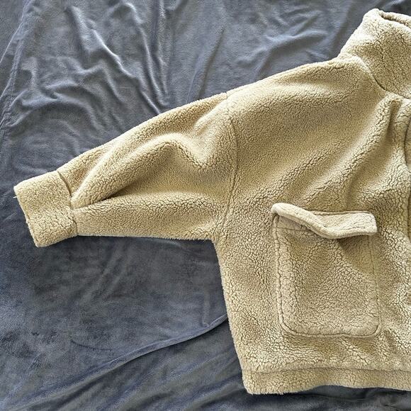 URBAN OUTFITTERS Womens Jacket Cropped Teddy Tan Sherpa Fuzzy Deep Pile MEDIUM - Picture 7 of 15